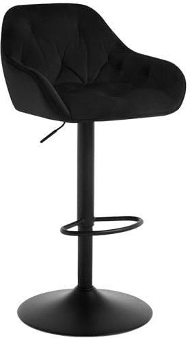 WOLTU Tabouret Bar, Chaise de Bar, Chaise Haute Bar, Chaise Haute Cuisine, Réglable en Hauteur, Tabouret Velours Pivotant, avec Accoudoirs et Repose-Pieds, Cadre en Métal, Noir, BH405sz-1