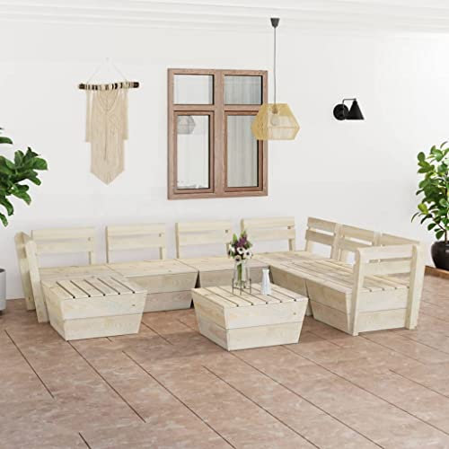 FUDUGEHMIOFWFJJ glasplatte Tisch,küchentisch klein,Tisch mit 4 stühlen Set,8-TLG. Garten-Paletten-Lounge-Set Imprägniertes Fichtenholzdining Table Set 4 Chairs,bistrosets,Patio Tisch und stühle Set,