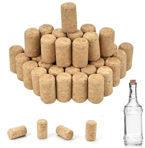 DIKEBAO 40 PCS Bouchon en Liège Naturel, Bouchon Liège Bouteille Vin en Bois Bouchon de Liege Vin en Bois Réutilisable Bouchon Liège Bouteille Boule de Liège Bouchons Cylindrique en Liège, 21 x 40 mm
