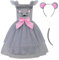 ReliBeauty Disfraz Ratón Niña 3-12 Años Vestido Animales Accesorios con Orejas Cola Carnaval Halloween, 110