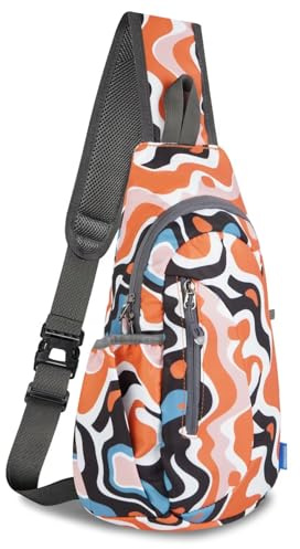 TITECOUGO Travel Bag Cross Body Backpack Small Rucksack Day Sack Waterproof Lightweight Bags with Adjustable Strap for Running Work Outdoor Sports Hiking Football for Women Men (Mix-Orange Texture)