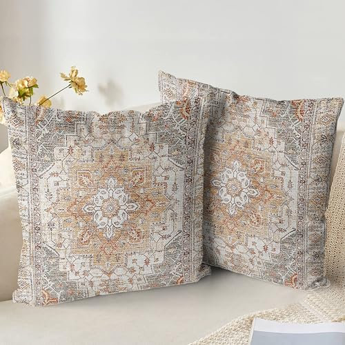 XPHZZL Boho Kissenbezug 45 x 45 cm 2er Set Dekorative Kissenbezüge Böhmische Ethno Stil Vintage Sofakissen Zierkissen Dekokissen für Wohnzimmer Schlafzimmer Sofa Home Decor - Braun