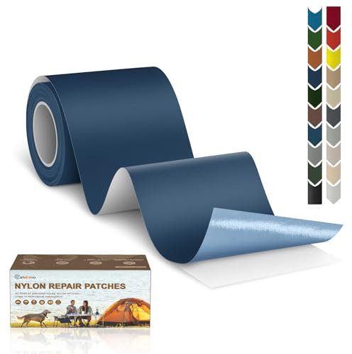 Cahomo Nylon Reparatur Patches, 7.6x200 cm Selbstklebender Wasserdichte Reparatur Patch, Daunenjacke Flicken Reparaturset,Nylon Flicken Selbstklebend, für Jacken, Zelte, Daunenjacke-Dunkelblau