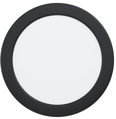 EGLO LED Einbaustrahler Fueva 6, runde Badezimmer Einbauleuchte | Badlampe Decke aus Kunststoff in Schwarz, Einbaustrahler flach, warmweiß-kaltweiß, IP44, ∅ 16,6 cm