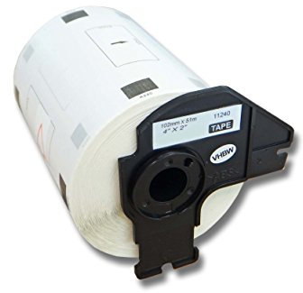 vhbw Rolle mit Halter 102mm x 51mm (600 Etiketten) kompatibel mit Brother PT QL-580, QL-580N, QL-650, QL650TD Drucker Weiß