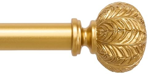 Gardinenstange mit Stangen mit 2,5 cm Durchmesser, ausziehbar von 120 bis 300 cm, goldfarben, mit Kugel-Endstücken, Vorhanghalterungen und Montagesätzen. Einfach zu installieren.