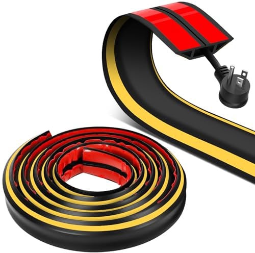 Floor Cable Cover, 5 Meters Cable Protector, Self-adhesive, Rubber Wire Covers Floor Cable Tidy Preven Trip Harzards