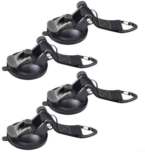 URPIZY Robuster Saugnapfanker – 4 Stück Auto-Seitenmarkisen-Saugnapf-D-Ringe, hält bis zu 10 kg, Saugnapfanker für Auto, Van, LKW, Boot, Zuhause, Camping (schwarz, 10 kg)