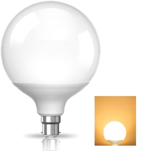 TobeBright Large Globe Light Bulbs Bayonet, Warm White 3000K, G120 B22, 20W(200W Equivalent), White Lampshade, Round LED Bulb 1500 Lumen Energy Saving, Perfect for Indoor Room LED Bulbs, Non Dimmable