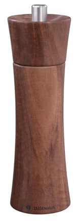Zassenhaus Pfeffermühle FRANKFURT 18 cm, Nussbaum, Keramikmahlwerk | Gewürzmühle aus Nussbaum, für Pfeffer und Kräuter, 25 Jahre Garantie auf das Keramikmahlwerk, Ø 5,6 cm