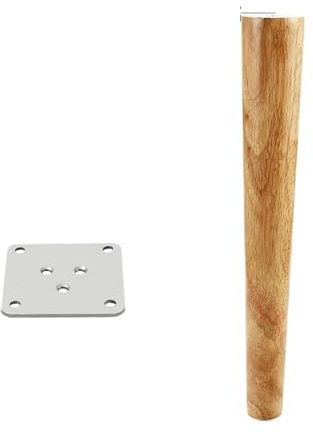 AMEEDA Pieds de Meuble Pieds de Meubles Ronds en Bois Massif Naturel, 8-60cm, Pieds de Table de Remplacement, Armoire, lit, canapé, avec plaques en Acier Inoxydable(Vertical 60cm)
