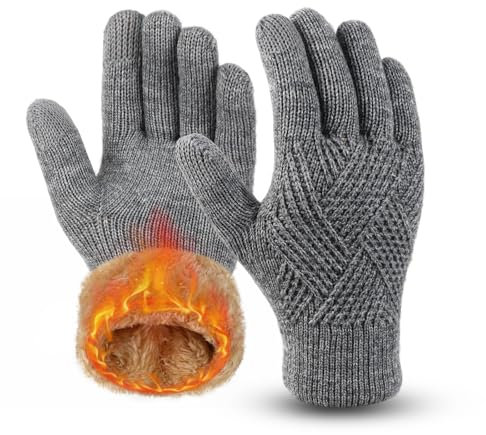 AYPOW Winter Handschuhe Damen Thermo Fleece Gefüttert Touchsreen Handschuhe Herren Strickhandschuhe mit Verdickte Warme Winddicht Handgelenk Winterhandschuhe für Fahrrad Skifahren Fahren