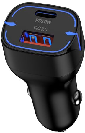 38W Zigarettenanzünder USB C, PD & QC 3.0 Schnell Kfz Ladegerät USBC Auto Ladegerät Zigarettenanzünder USB Adapter für Samsung Galaxy S25/S24/S23/S22/S21/S20/A16 5G/A15/A56/A55/A36,iPhone,Google Pixel