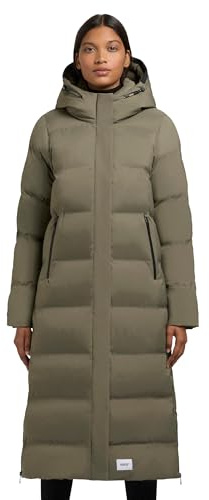 khujo Damen Wintermantel warmer langer Steppmantel mit Kapuze und seitlichen Gehschlitzen Mayla2-YM XS-XXL