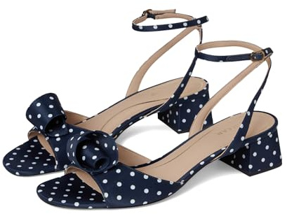 Cole Haan womens Florette Block Heel, Navy/White Polka Dot Satin, 8 UK