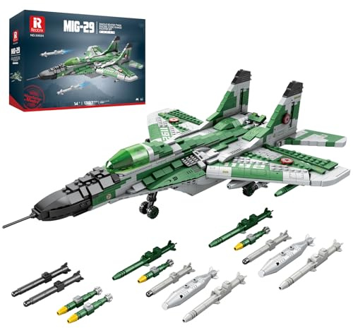 Reobrix MIG-29 Kampfjet-Bausätze für Erwachsene, Militär Kampfjet Ausstellungsmodell 33024, technisches Militärflugzeug-Sammelset, Spielzeuggeschenke für Luftfahrtfans, Jungen und ab 14 Jahren