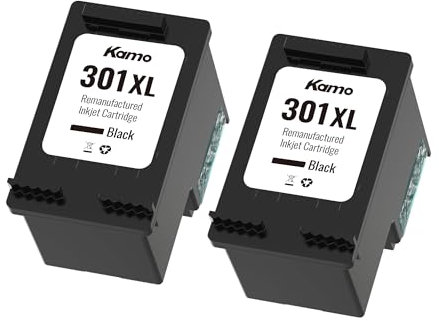 kamo 301XL (2er-Pack) Multipack Schwarz Druckerpatronen Kompatibel mit HP 301 - für Envy 4500 5530 5534 4504 DeskJet 2540 1510 2544 2549 OfficeJet 4630 4632 2620 2622