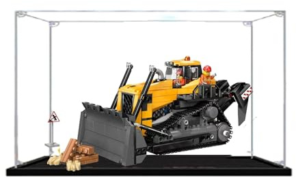 Acrylic Display Case for Lego 60466 Yellow Bulldozer Building Set– Dustproof Display Box & Showcase, Display Box Compatible with Lego 60466-Only Display Case(Black)