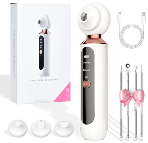 auvstar Mitesserentferner Porenreiniger,Porensauger mit Lupe und LED,Mitesser Entferner 3 Modi,Blackhead Remover,Gesichtssauger Porenreiniger Gesicht,Mitesser Nase Entfernen