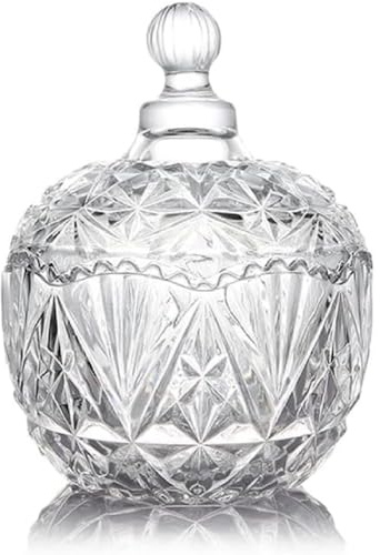 Huiyiwert Bonbondose Bonbonglas Keksdose Kristallglas Vorratsbehälter mit Deckel Süßigkeiten Schokolade Glasdose Für Bonbonbuffet Party Hochzeit Café Küche (Groß-18.5x13cm)