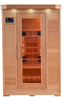 Infrared Sauna Quartz Heaters 75°C Pine Wood Indoor 1-2 Person CD/MP3 Glass Door