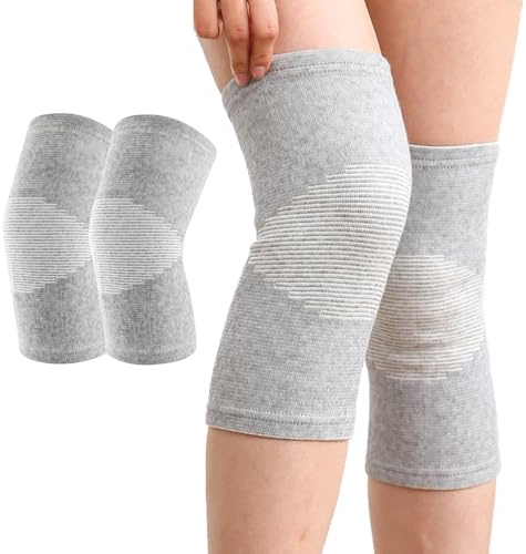 Aililong Attelle de genou pour femmes - Orthèse en bambou avec compression l’arthrose respirante le sport Genouillères antidérapantes XL Soulagement la douleur et récupération Polyvalent