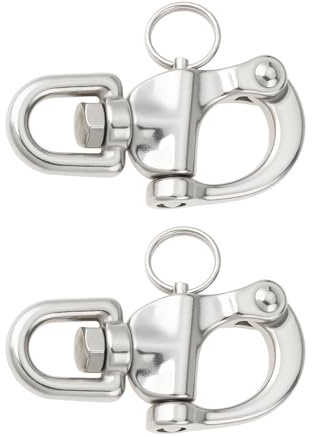 VGOL Lot de 2 Manilles Pivotantes à Ressort de 70 Mm en Acier Inoxydable 316 pour Voilier Et Aviron