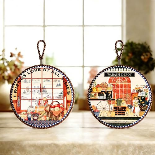 2 salvamanteles de cerámica, salvamanteles de cerámica para Platos Calientes, Soporte para ollas Calientes, Soporte para ollas, Almohadillas térmicas para Decorar mesas y encimeras, se Pueden Colgar