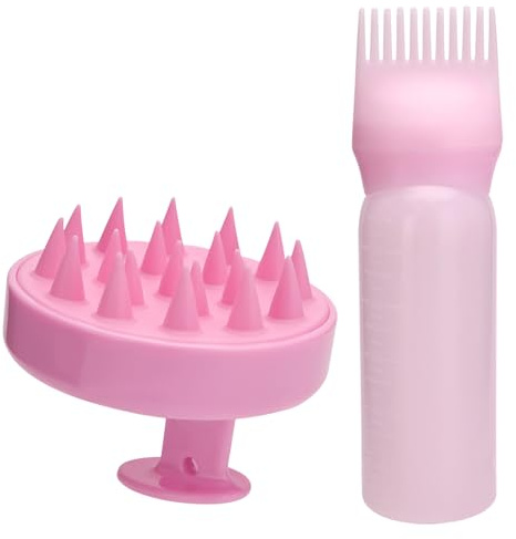 Lot de 3 Applicateurs d'Huile Capillaire, Flacons Applicateurs en Silicone, Silicone Hair Comb, Outil Coiffure Couleur Cheveux, Flacon Applicateur et Brosse de Massage pour Cheveux