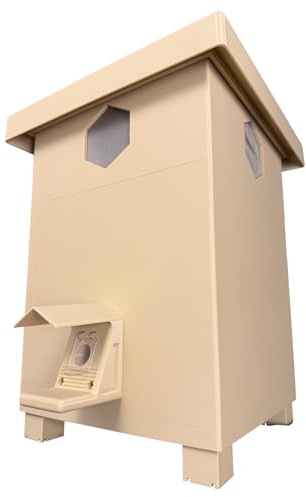 Premium Hummelhaus mit Klimaaufsatz, inkl. Nistmaterial & Schafwoll-Wärmevlies – wetterfest & langlebig (Beige)