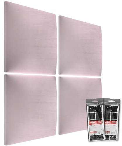 MOLLIS Polsterplatte, Set von 4 Stück, Quadratisches & Dekoratives Wandpaneel, als Bettkopfteil oder Aufprallschutz, Reduziert Schall & Verbessert Akustik, aus Schaumstoff, 30 x 30 cm, Lavendel