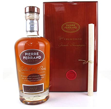 Pierre Ferrand Brut de Fût 1972, wertvolle Rarität aus dem Jahr 1972: Cognac PIERRE FERRAND Collection Privée 1972, Grande Champagne (0,7 l) in Edelholz-Schatulle
