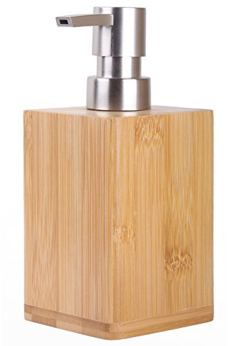 Seifenspender, viele schöne Seifenspender zur Auswahl, hochwertige und stabile Qualität mit Edelstahlpumpe, modernes Design (Bamboo)