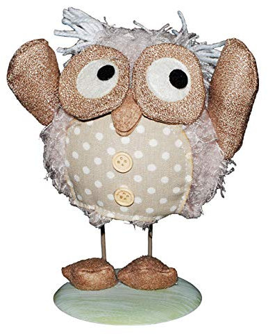 alles-meine.de GmbH lustige Eule - Wackelfigur/Federfigur/Schwingtier - mit Metall Feder - Windspiel/wie Hüpfer - Eulen - Wackeleule - beweglich Vögel - braun