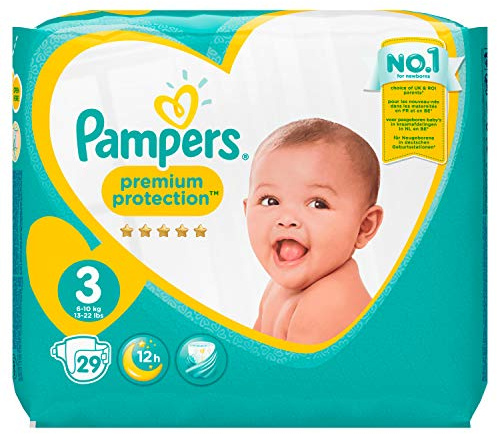 Pampers Premium Protection Größe 3 (Midi) 5-9 kg Tragepack, 29 Windeln, 4er Pack (4 x 29 Stück)