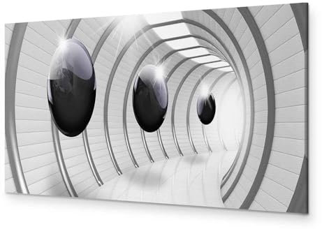 murando - Leinwand Bilder 3D Effekt Vlies Leinwandbild 1 tlg Kunstdruck modern Wandbilder Groß XXL Wanddekoration Wohnzimmer Design Wand Bild Panoramabild - Kugeln grau Tunnel Abstrakt a-C-0001-b-a