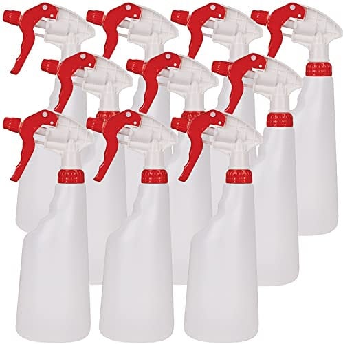 10 x Red 750ml Heavy Duty Empty Plastic Water Trigger Spray Bottles for Household Gardening, Plant Watering, Car Valeting & Cleaning