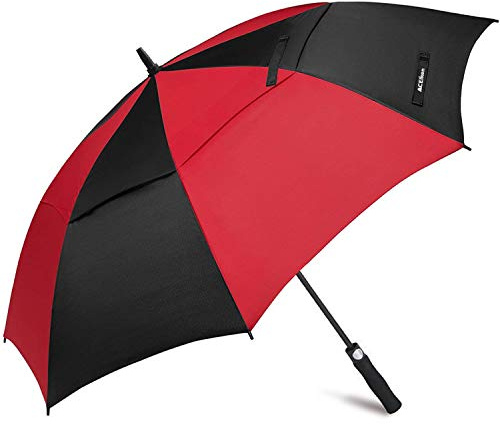 ACEIken Regenschirm Groß 62 inch Sturmfest, Automatisch Öffnend,Rot/Schwarz