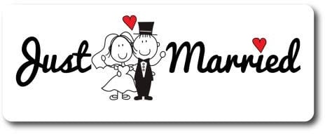 Magnet Me Up Just Married Magnet-Aufkleber, 7,6 x 20,3 cm, robuster Automobil-Magnet für Auto, LKW, SUV