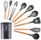 Utensilios Cocina Silicona,Juego de Herramientas de Cocina de Silicona Espátula Pala Cuchara con Mango de Madera Utensilios de Cocina prácticos para la cocinax Utensilios de cocina-negro-9pcs-B