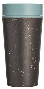 Circular and Co taza de café 340ml - la primera taza térmica para llevar del mundo hecha de vasos de papel desechables, para beber a prueba de fugas con borde para beber de 360 °, azúl-negro