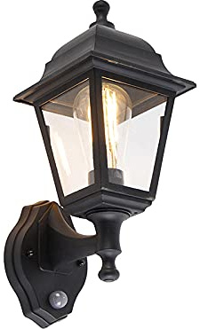 Qazqa classic-antique außen Wandleuchte, Außenlampe, Wandlampe für den Garten - Capital - Schwarz, max. 15W, Geeignet für LED, 15cm, IP44, Quadratisch