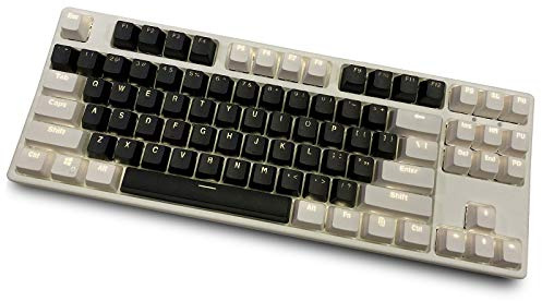 Keycaps, 87 touches PBT Keycaps Clavier mécanique Keycaps Double Backlit Word Transparent Color Gaming keycaps pour US Layout Keyboard for Cherry MX(Vendez uniquement des keycaps)Keycap Noir et blanc
