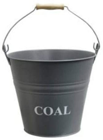 Elx 15L Vintage Style Coal Fire Vintage Style Grey Coal Bucket With Carry Handle Fireside Fireplace Wood Burner Accessory Coal Bucket Wood Log Holder Coal bucket Kindling Bucket Metal French Grey