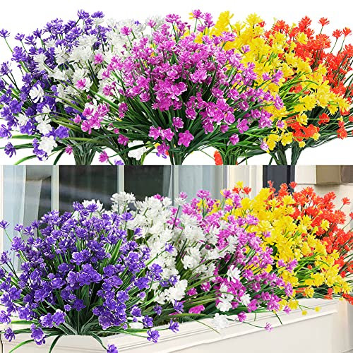 ArtBloom 20 Bundles Outdoor Artificial Flowers UV Resistant No Fade Fake Boxwood Plastic Plants Greenery Shrubs for Garden Porch Window Box Home Wedding Décor - Indoor/Outdoor Use