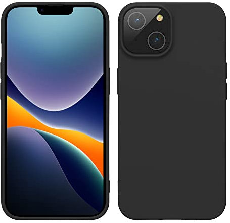 kwmobile Hülle für das iPhone 14 Hülle - weiche und schlanke TPU Silikon Handyhülle - stoßabsorbierendes Flexibles Case - kabelloses Laden - Schwarz matt