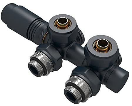 EMKE Válvula de radiador con termostato, válvula para radiadores y secadores de toallas, universal para válvulas angulares y rectas, G1/2, color antracita, 1 pieza