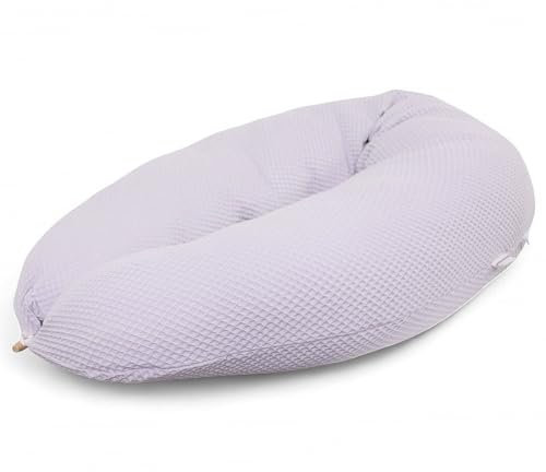 HOBEA-Germany Stillkissen 190 cm x 76 cm XXL Lagerungskissen Schwangerschaftskissen für Baby und Erwachsene Seitenschläferkissen Stillkissen mit Bezug aus Bio Baumwolle, Waffelmuster Hellgrau