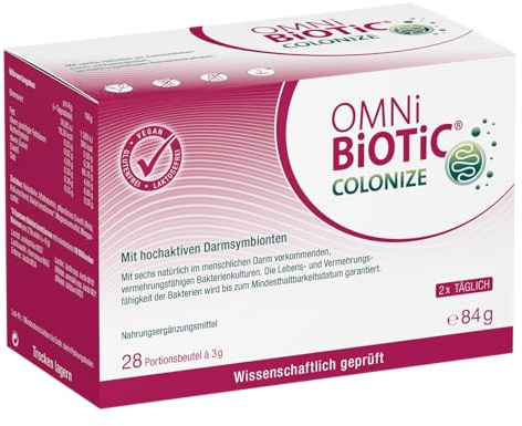 OMNi BiOTiC COLONIZE | 28 Portionen | 6 Bakterienstämme | 18 Mrd. Keime pro Tagesdosis | Pulver | Vegan | Zur täglichen Anwendung | Mit Bakterien für die Darmflora