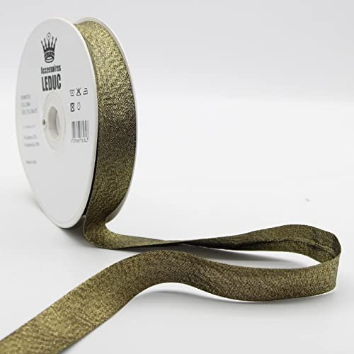Leduc 20 Meter Schrägband, 13 Farben, Metall, Lurex, zum Nähen, doppelt gefaltet, 8 + 20 + 8 mm, italienische Qualität 8361 OLD Gold